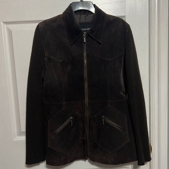 🔥🔥 NEUTRAL ZONE LADIES GENUINE Brown SUEDE LEATHER JACKET SZ XL - EXCELLENT - Picture 1 of 14